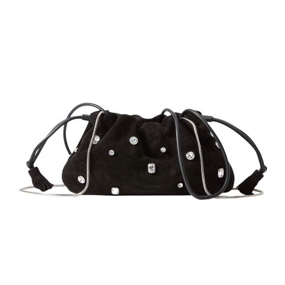 Veronica Beard Handbags - Veronica Beard Small Crystal-Studded Suede Clutch Bag